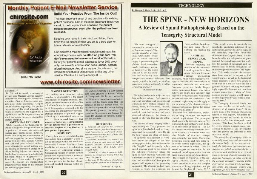 THE SPINE-NEW HORIZONS A Review of Spinal Pathophysiology Based on the Tensegrity Structural Model