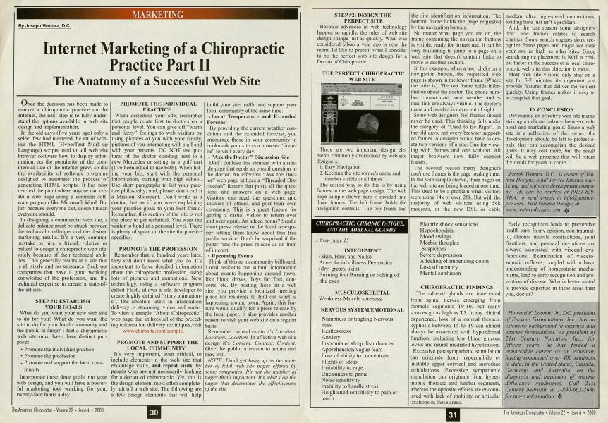Internet Marketing of a Chiropractic Practice Part II The Anatomy of a Successful Web Site