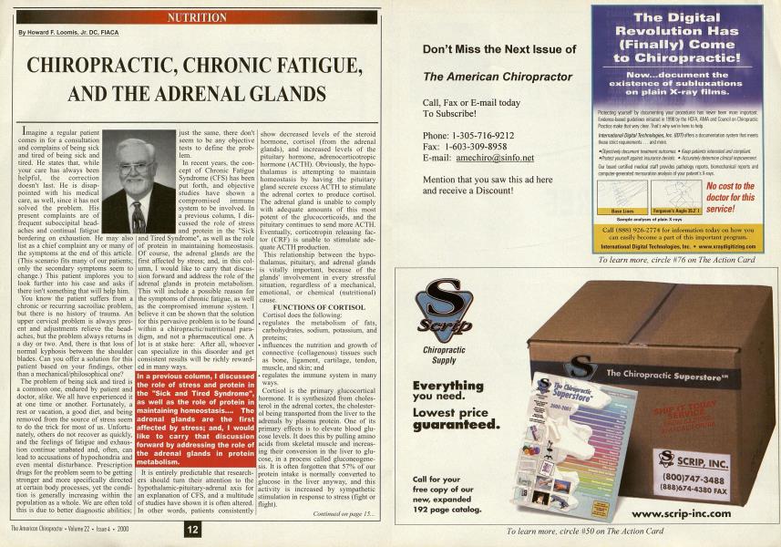CHIROPRACTIC, CHRONIC FATIGUE, AND THE ADRENAL GLANDS