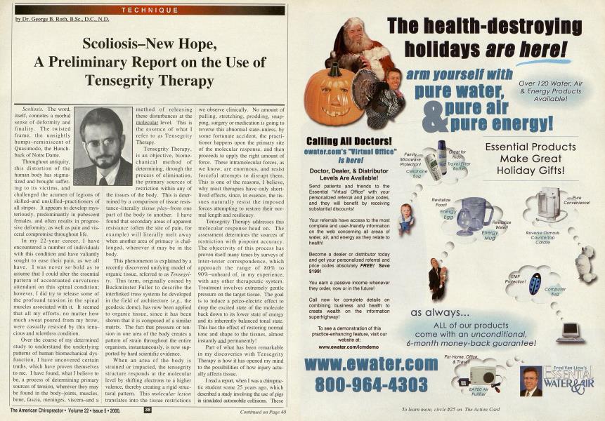 Scoliosis-New Hope, A Preliminary Report on the Use of Tensegrity Therapy