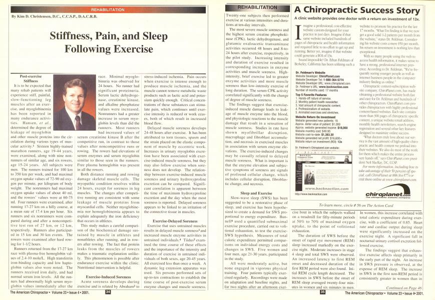 Stiffness, Pain, and Sleep Following Exercise