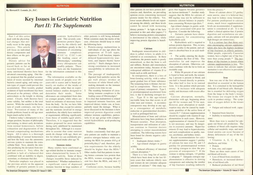 Key Issues in Geriatric Nutrition Part II: The Supplements