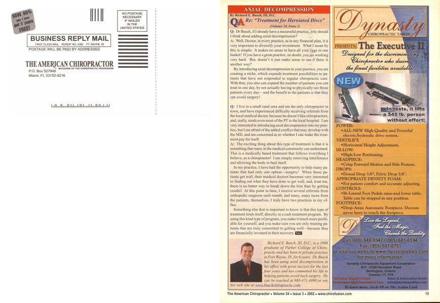 Q&A Re: "Treatment for Herniated Discs" (Volume 24, Issue 2)