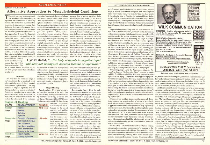 Alternative Approaches to Musculoskeletal Conditions