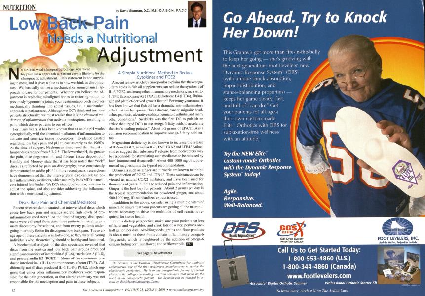 Low Back Pain Needs a Nutritional Adjustment