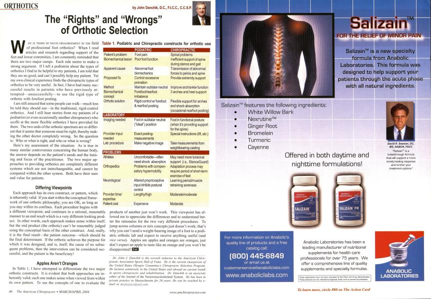 The "Rights" and "Wrongs" of Orthotic Selection