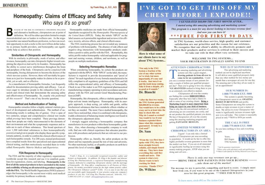 Homeopathy: Claims of Efficacy and Safety Who says it's so great?