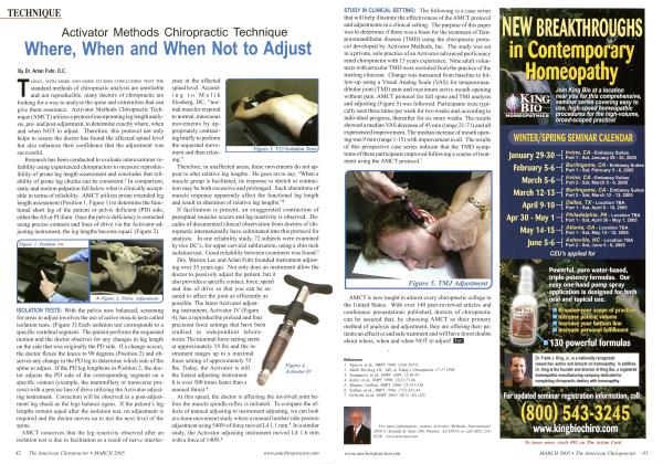 Activator Methods Chiropractic Technique Where, When and When Not to Adjust
