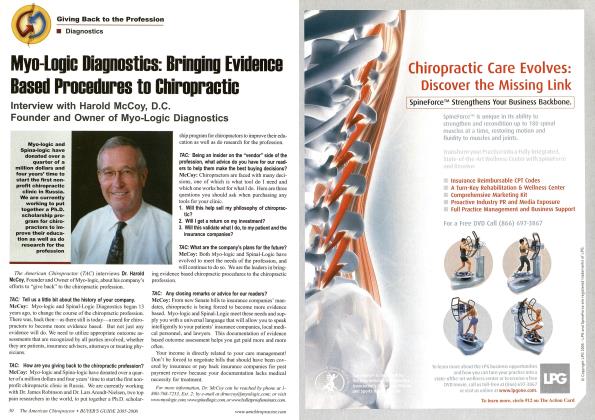 Myo-Logic Diagnostics: Bringing Evidence Based Procedures to Chiropractic