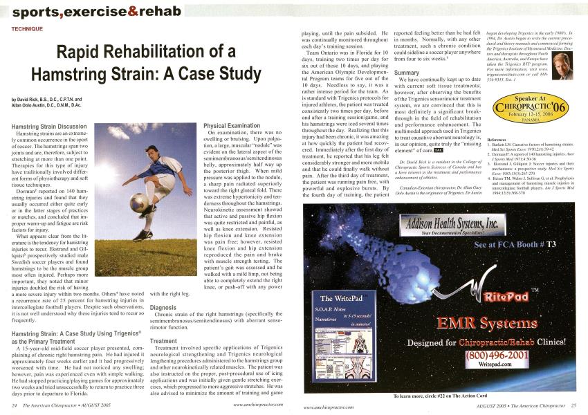 Rapid Rehabilitation of a Hamstring Strain: A Case Study