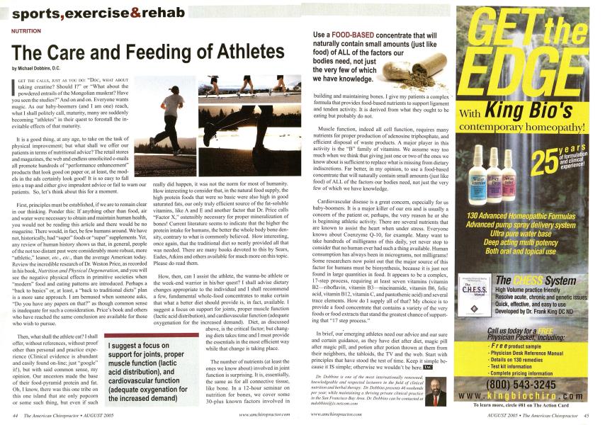 The Care and Feeding of Athletes