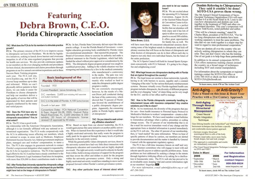 Featuring Debra Brown, C.E.O. Florida Chiropractic Association