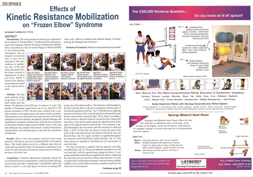 Effects of Kinetic Resistance Mobilization on "Frozen Elbow" Syndrome