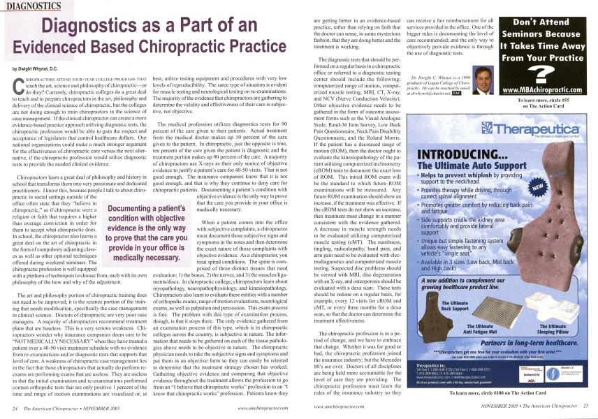 Diagnostics as a Part of an Evidenced Based Chiropractic Practice
