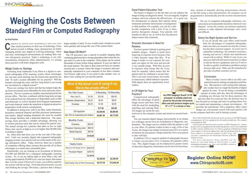 Weighing the Costs Between Standard Film or Computed Radiography