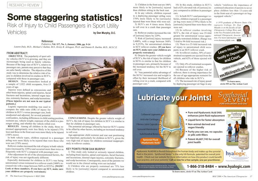 Some staggering statistics! Risk of Injury to Child Passengers in Sport Utility