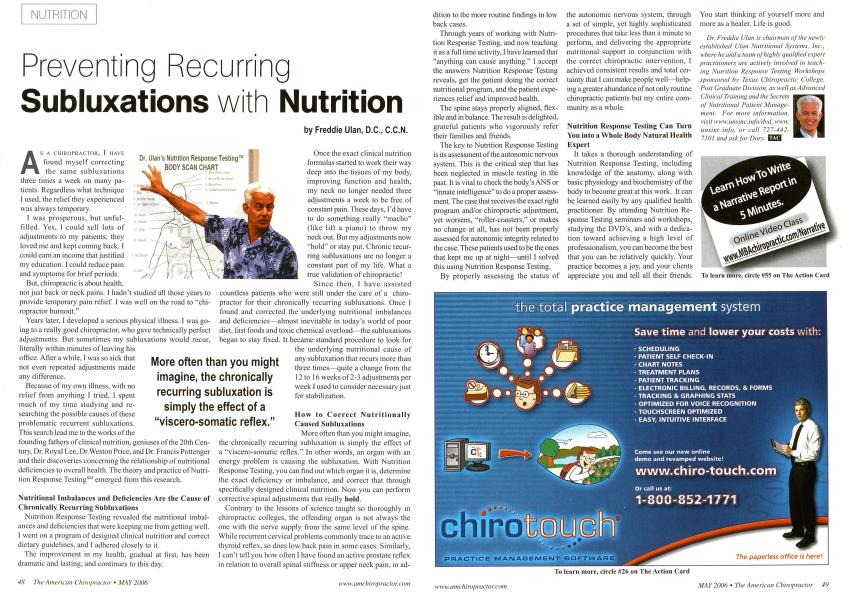 Preventing Recurring Subluxations with Nutrition