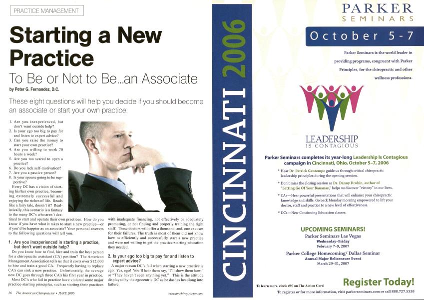 Starting a New Practice To Be or Not to Be...an Associate