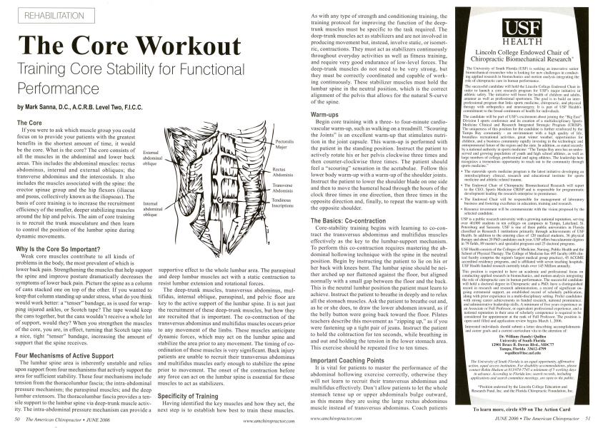 The Core Workout Training Core Stability for Functional Performance