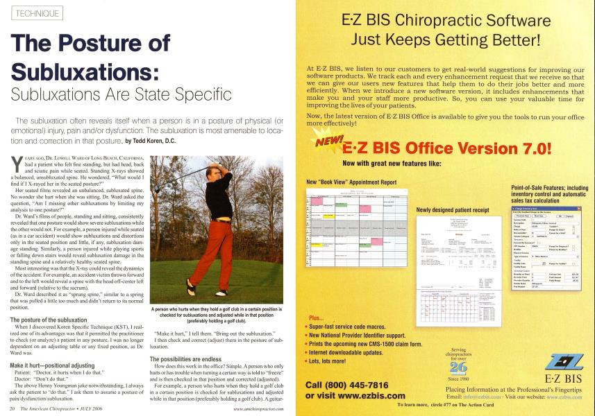 The Posture of Subluxations: Subluxations Are State Specific