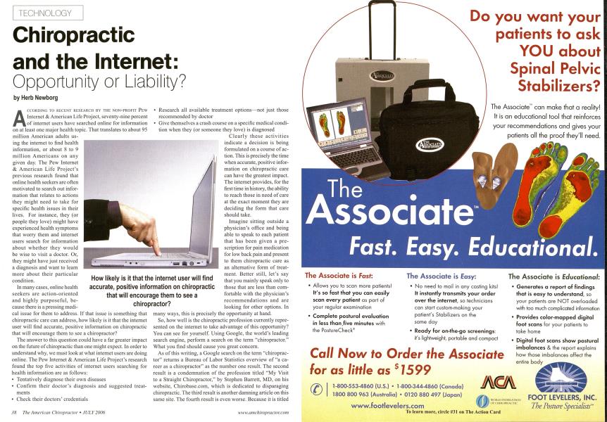 Chiropractic and the Internet: Opportunity or Liability?