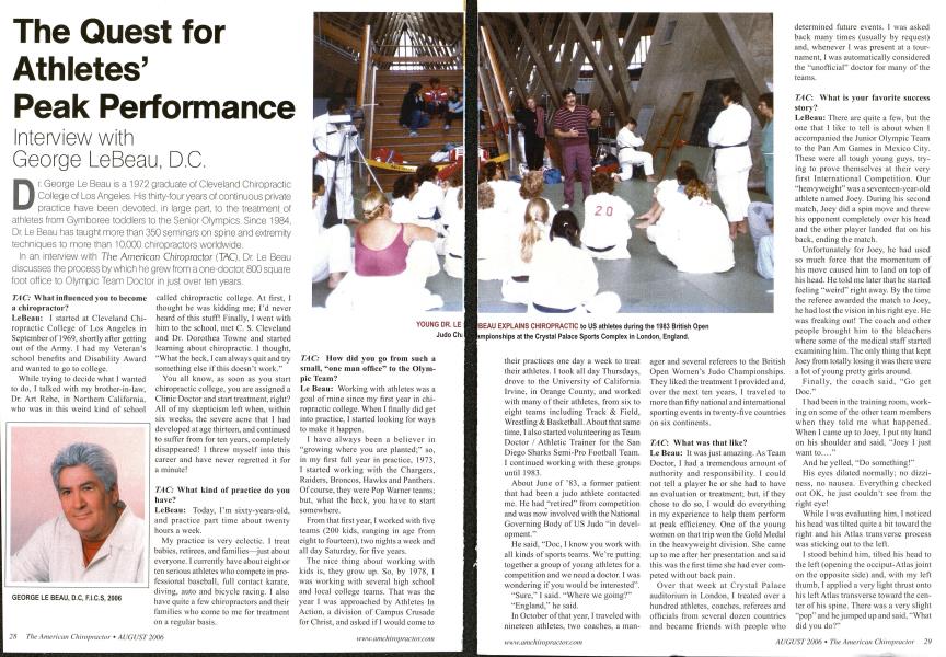 The Quest for Athletes' Peak Performance Interview with George LeBeau, D.C.
