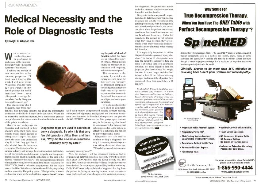 Medical Necessity and the Role of Diagnostic Tests