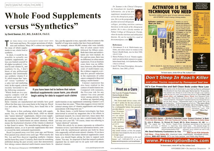 Whole Food Supplements versus "Synthetics"
