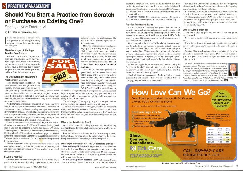 Should You Start a Practice from Scratch or Purchase an Existing One?
Starting a New Practice VI