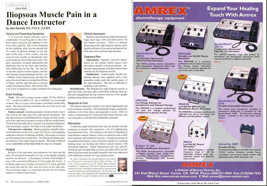 Iliopsoas Muscle Pain in a Dance Instructor