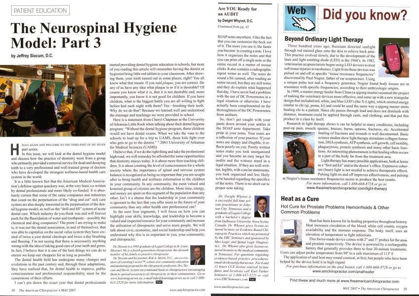 The Neurospinal Hygiene Model: Part 3