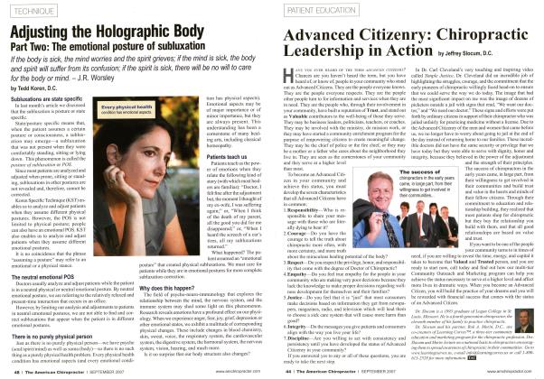 Adjusting the Holographic Body Part Two: The emotional posture of subluxation