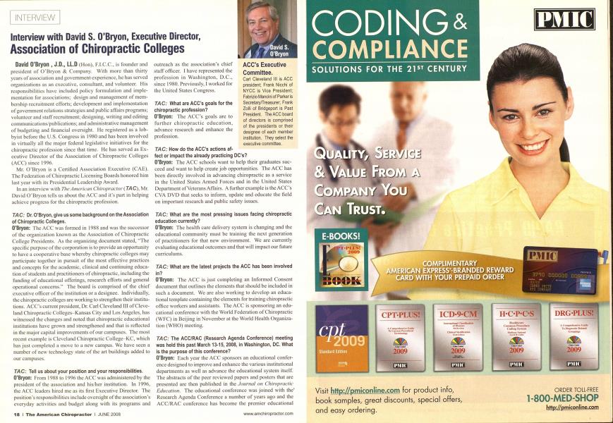 Interview with David S. O'Bryon, Executive Director, Association of Chiropractic Colleges