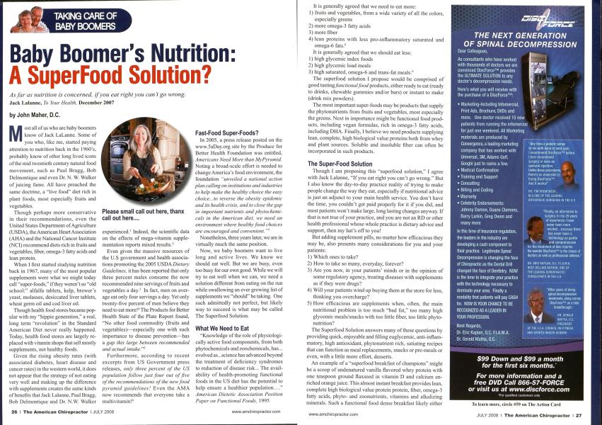 Baby Boomer's Nutrition: A SuperFood Solution?