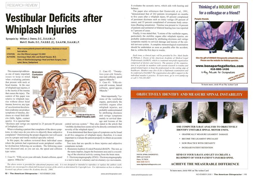 Vestibular Deficits after Whiplash Injuries