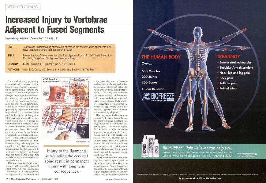 Increased Injury to Vertebrae Adjacent to Fused Segments