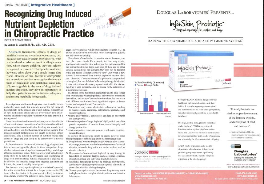 Recognizing Drug Induced Nutrient Depletion in Chiropractic Practice