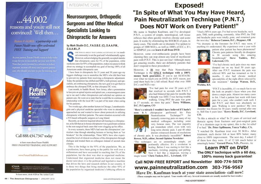 Neurosurgeons, Orthopedic Surgeons and Other Medical Specialists Looking to Chiropractic for Answers