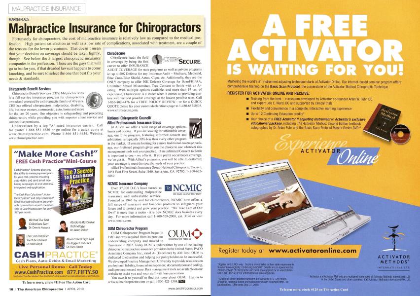 MARKETPLACE Malpractice Insurance for Chiropractors