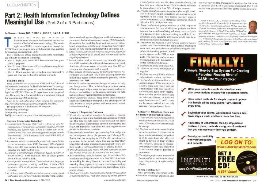 Part 2: Health Information Technology Defines Meaningful Use (Part 2 of a 3-Part series)