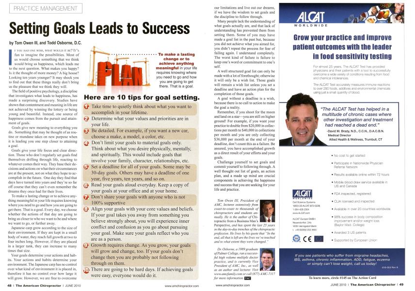 Setting Goals Leads to Success