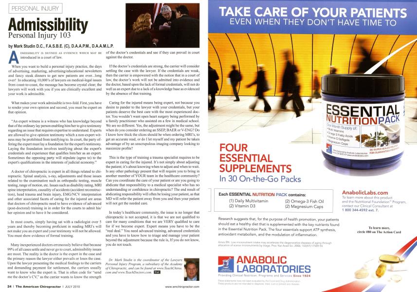 Admissibility Personal Injury 103