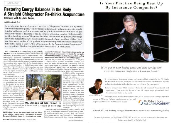 Restoring Energy Balances in the Body A Straight Chiropractor Re-thinks Acupuncture