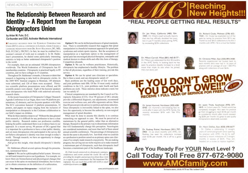 The Relationship Between Research and Identity - A Report from the European Chiropractors Union