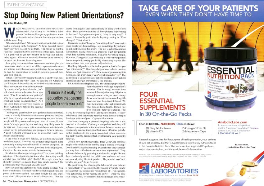 Stop Doing New Patient Orientations?