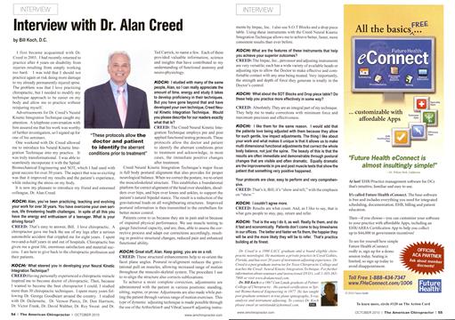 Interview with Dr. Alan Creed, Page: 54 - October 2010 | The American Chiropractor