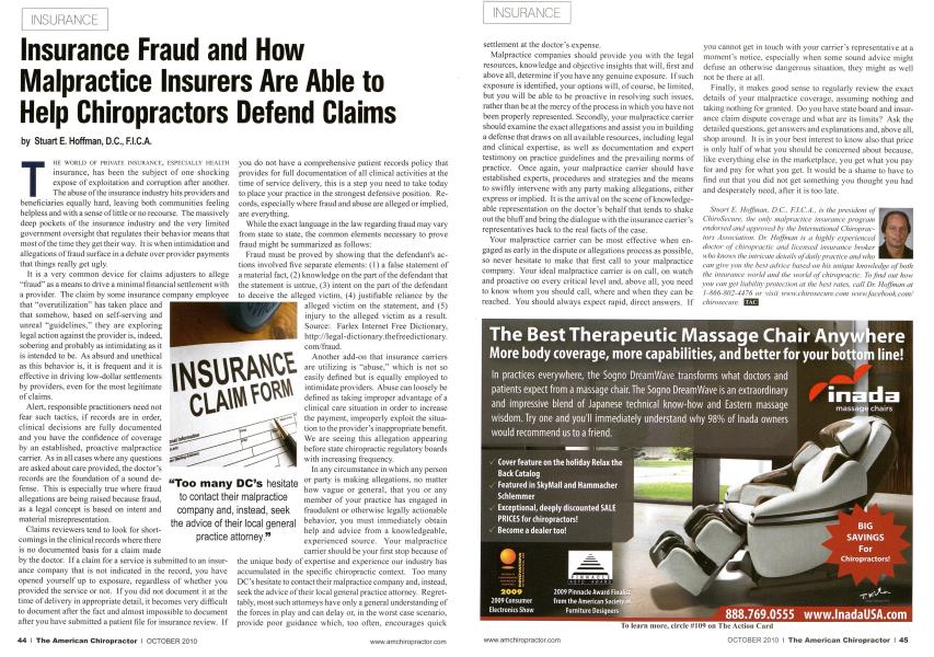 Insurance Fraud and How Malpractice Insurers Are Able to Help Chiropractors Defend Claims