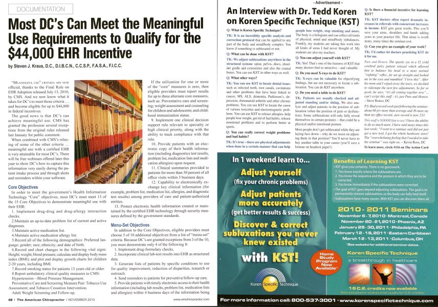 Most DC's Can Meet the Meaningful Use Requirements to Qualify for the $44,000 EHR Incentive