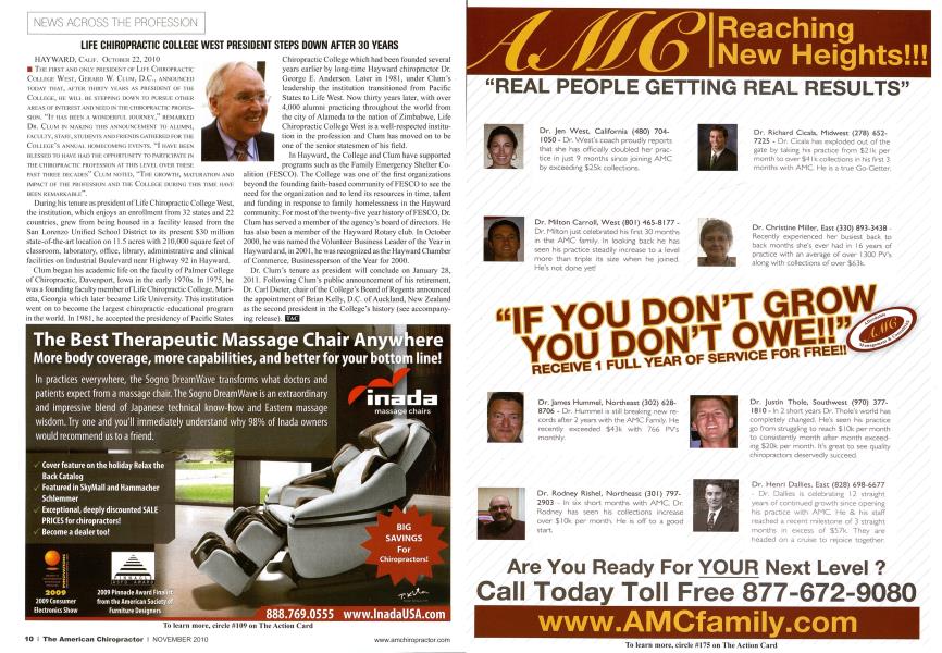 LIFE CHIROPRACTIC COLLEGE WEST PRESIDENT STEPS DOWN AFTER 30 YEARS