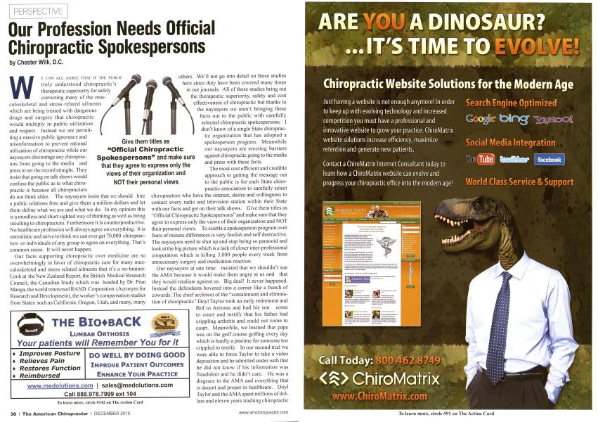 Our Profession Needs Official Chiropractic Spokespersons